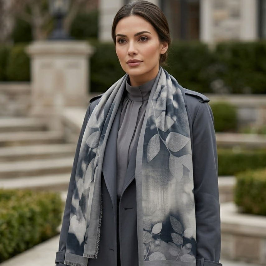 Leaf Print Chiffon Scarf – Printed Hijab Scarf Canada