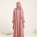 Double Stone Line Trim Kaftan – 3-Piece Set with Inner & Scarf