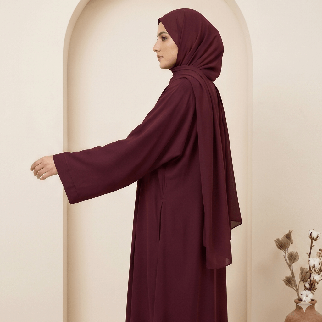 Pearl Stone Button Open-Front Abaya – Formal Nida Modest Fashion Canada