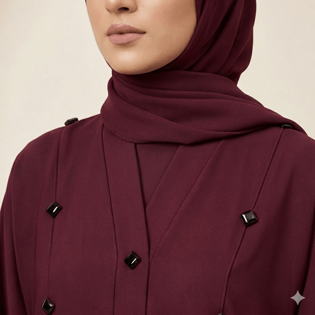 Pearl Stone Button Open-Front Abaya – Formal Nida Modest Fashion Canada