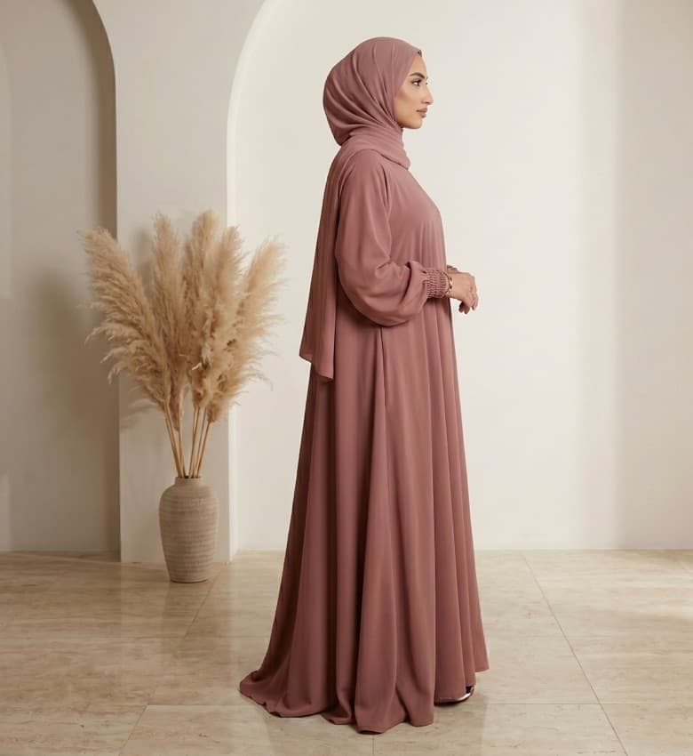 Full Flare Grip-Sleeve Front Close Abaya – 2-Piece Everyday Modest Fashion Canada