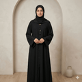 Beaded Trim Tassel Pendant Abaya – Formal Black Nida Canada – Detail View | North Abaya Canada