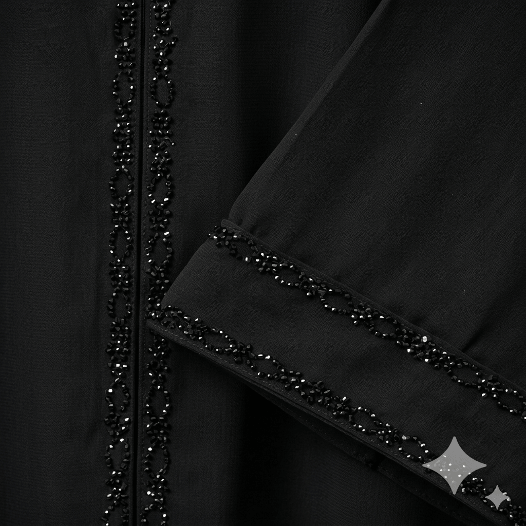Beaded Trim Tassel Pendant Abaya – Formal Black Nida | Canada