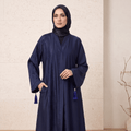 Tassel Embroidered Open-Front Abaya with Black Scarf – 2 Piece Set – Detail View | North Abaya Canada