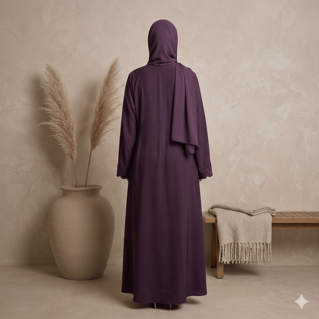 Scalloped Lace Cuff Nida Abaya – Casual Modest Fashion Canada