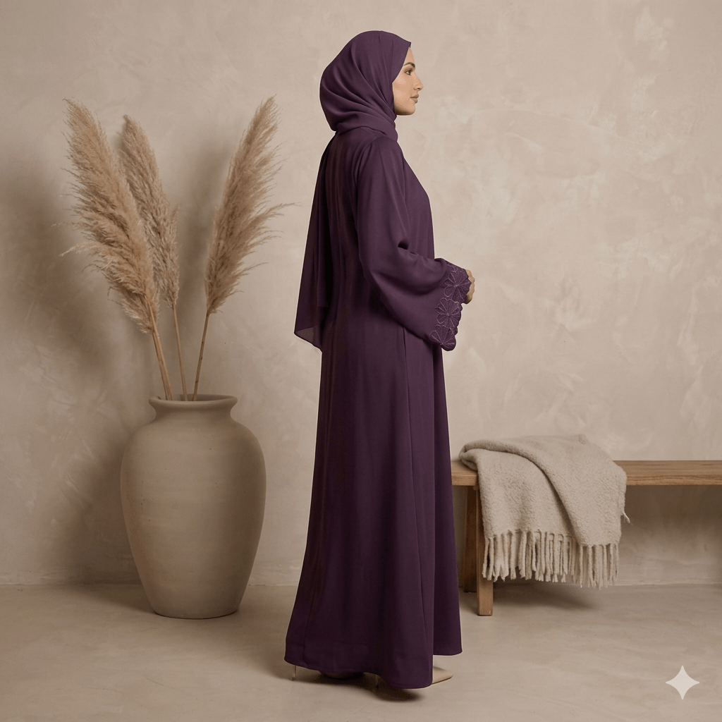 Scalloped Lace Cuff Nida Abaya – Casual Modest Fashion Canada