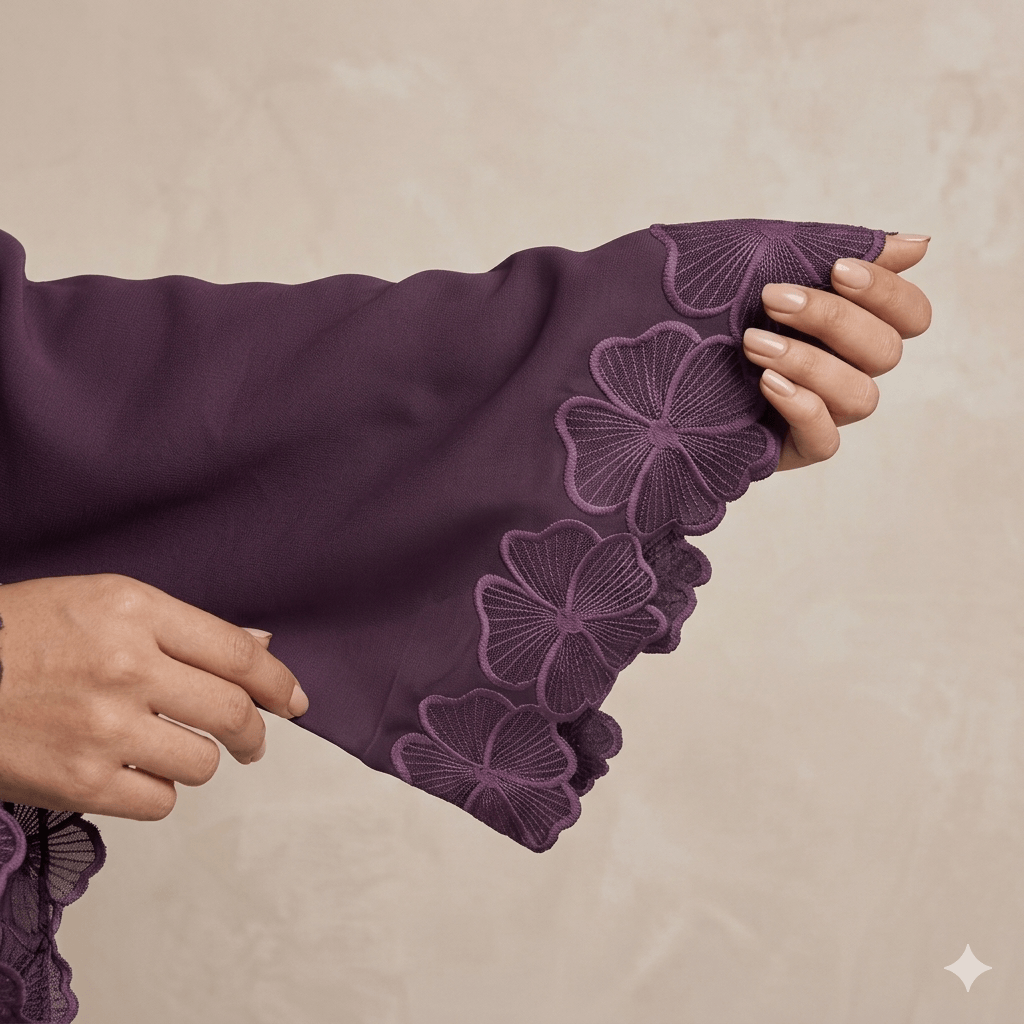 Scalloped Lace Cuff Nida Abaya – Casual Modest Fashion Canada
