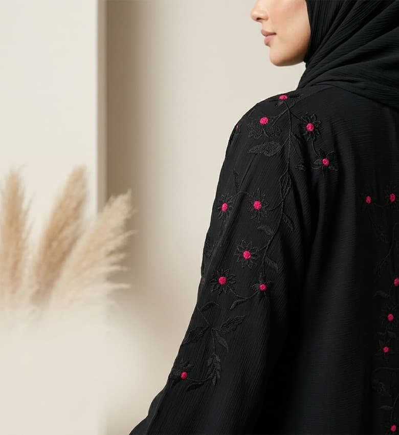 Pearl Beaded Sleeve Front Close Abaya – 2-Piece Luxury Party Wear Modest Fashion Canada