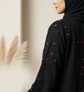 Pearl Beaded Sleeve Front Close Abaya – Detail View | North Abaya Canada