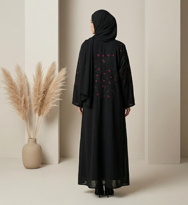 Pearl Beaded Sleeve Front Close Abaya – 2-Piece Luxury Party Wear Modest Fashion Canada