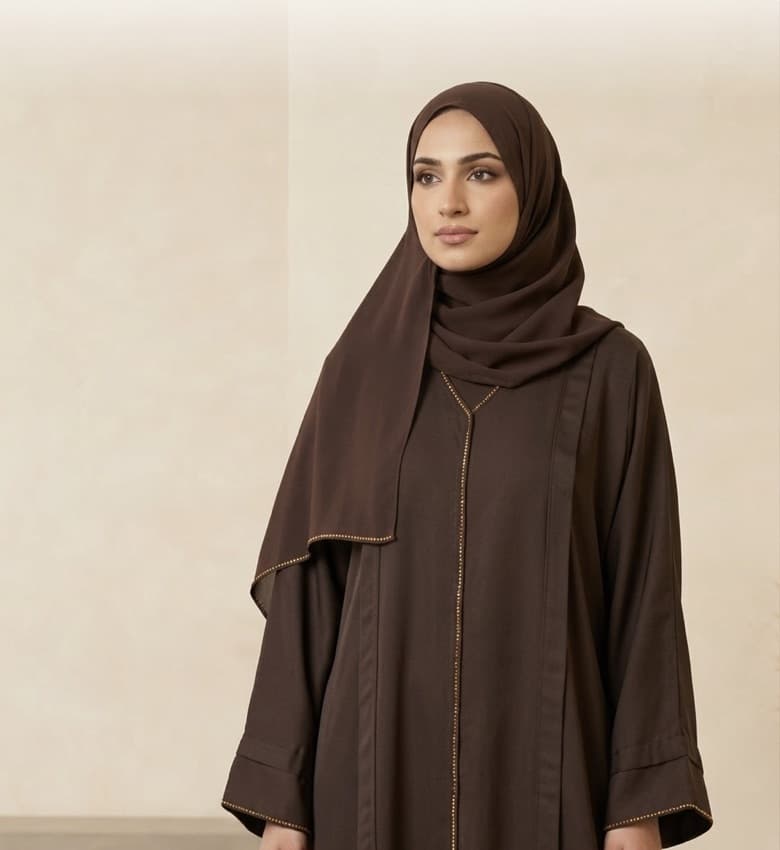 Gold Piping Pleat Front Open Abaya – 2-Piece Luxury Party Wear Modest Fashion Canada