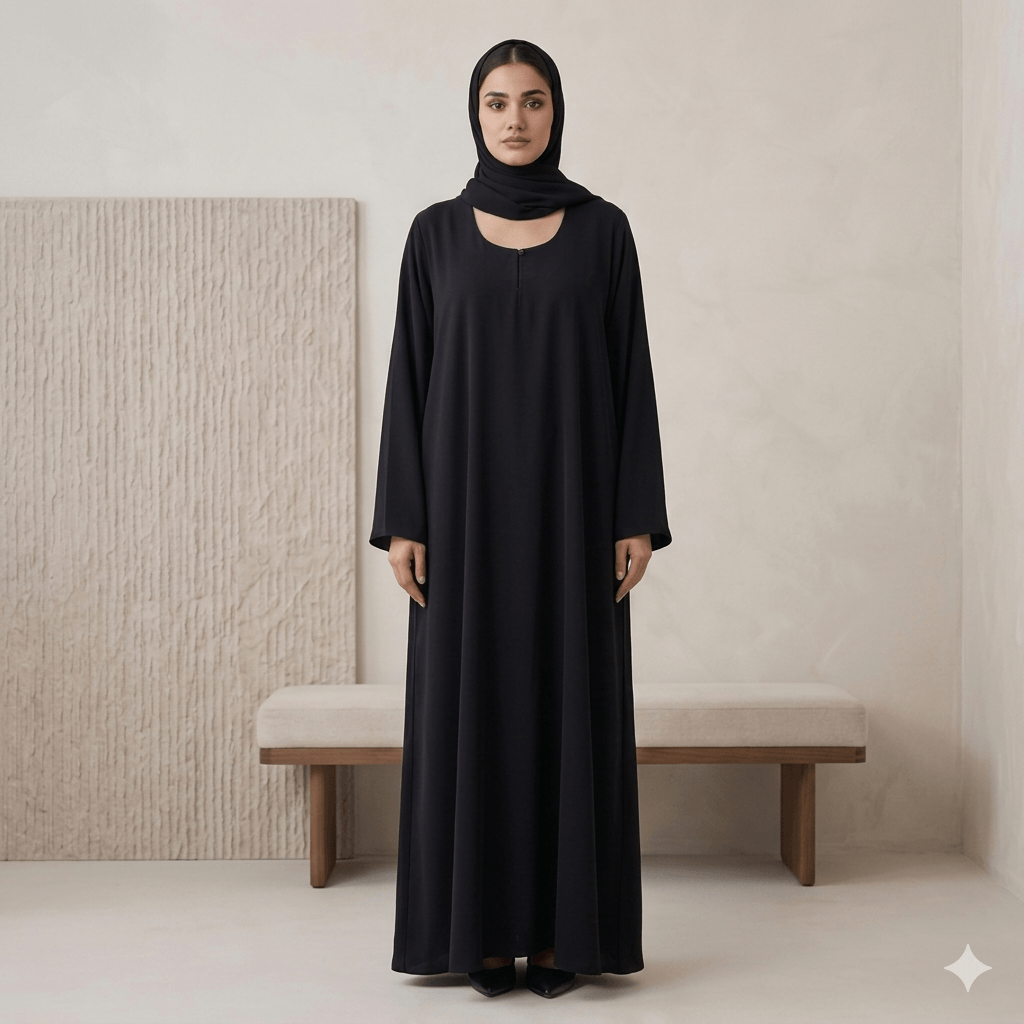 Classic Plain Black Grip Abaya – Everyday Essential | Modest Fashion Canada