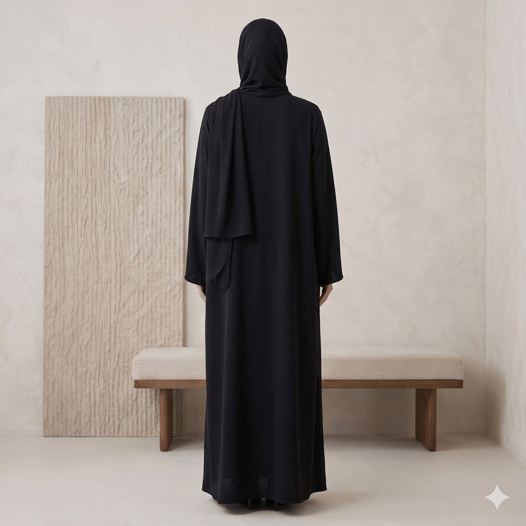 Classic Plain Black Grip Abaya – Everyday Essential | Modest Fashion Canada