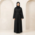 Embroidered Cuff Belted Abaya – 2-Piece Set with Matching Scarf