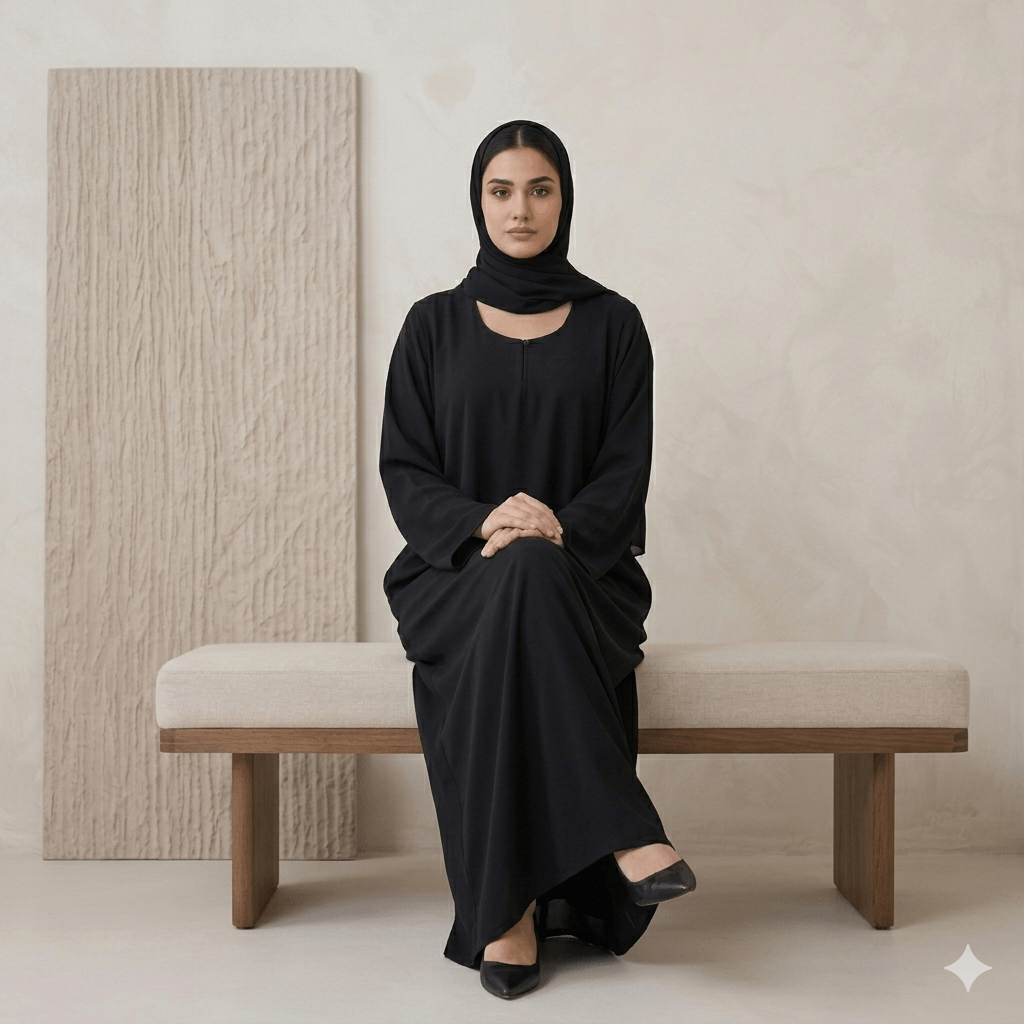 Classic Plain Black Grip Abaya – Everyday Essential | Modest Fashion Canada