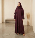 Gold Piping Pleat Front Open Abaya – Detail View | North Abaya Canada