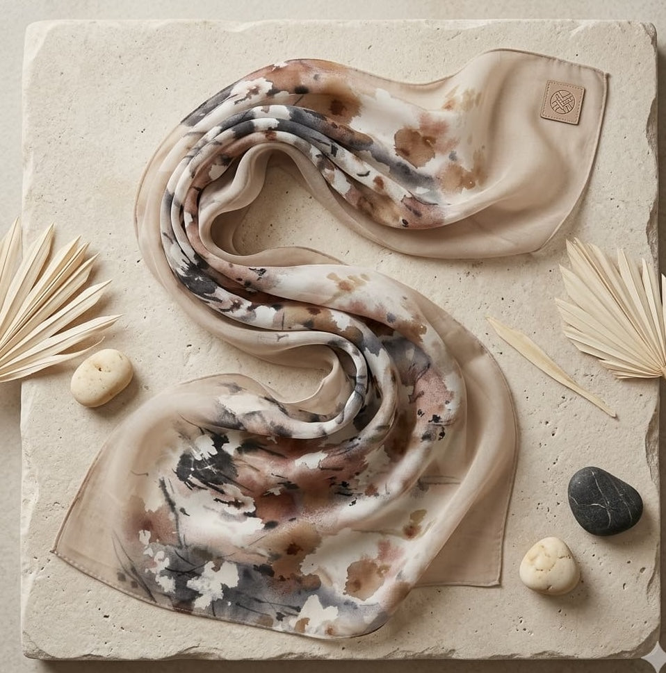 Ivory Watercolour Floral Chiffon Scarf – Hijab Canada