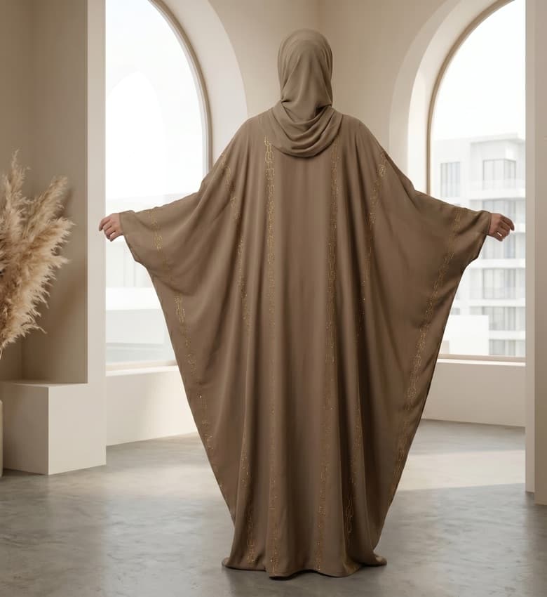 Scattered Stone Embellished Batwing Kaftan – 2-Piece Luxury Party Wear Modest Fashion Canada
