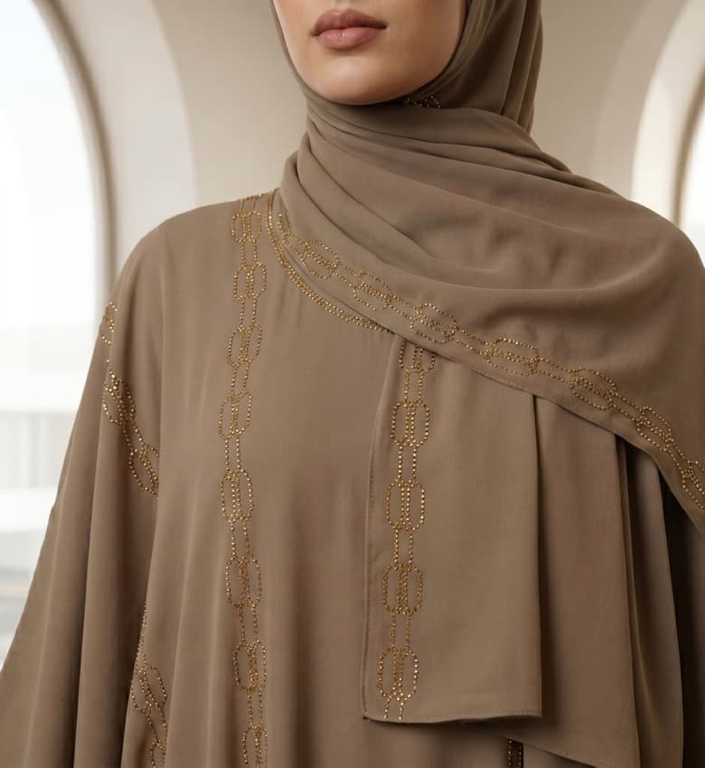 Scattered Stone Embellished Batwing Kaftan – 2-Piece Luxury Party Wear Modest Fashion Canada