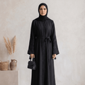Tassel & Bead Trim Abaya with Scarf – 2 Piece Set