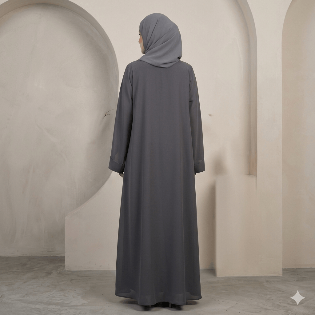 V-Pleat Panel Lightweight Abaya with Scarf – 2 Piece Set | Modest Fashion Canada