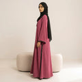 Beaded Herringbone Trim Tassel Front Open Abaya – 2-Piece Set