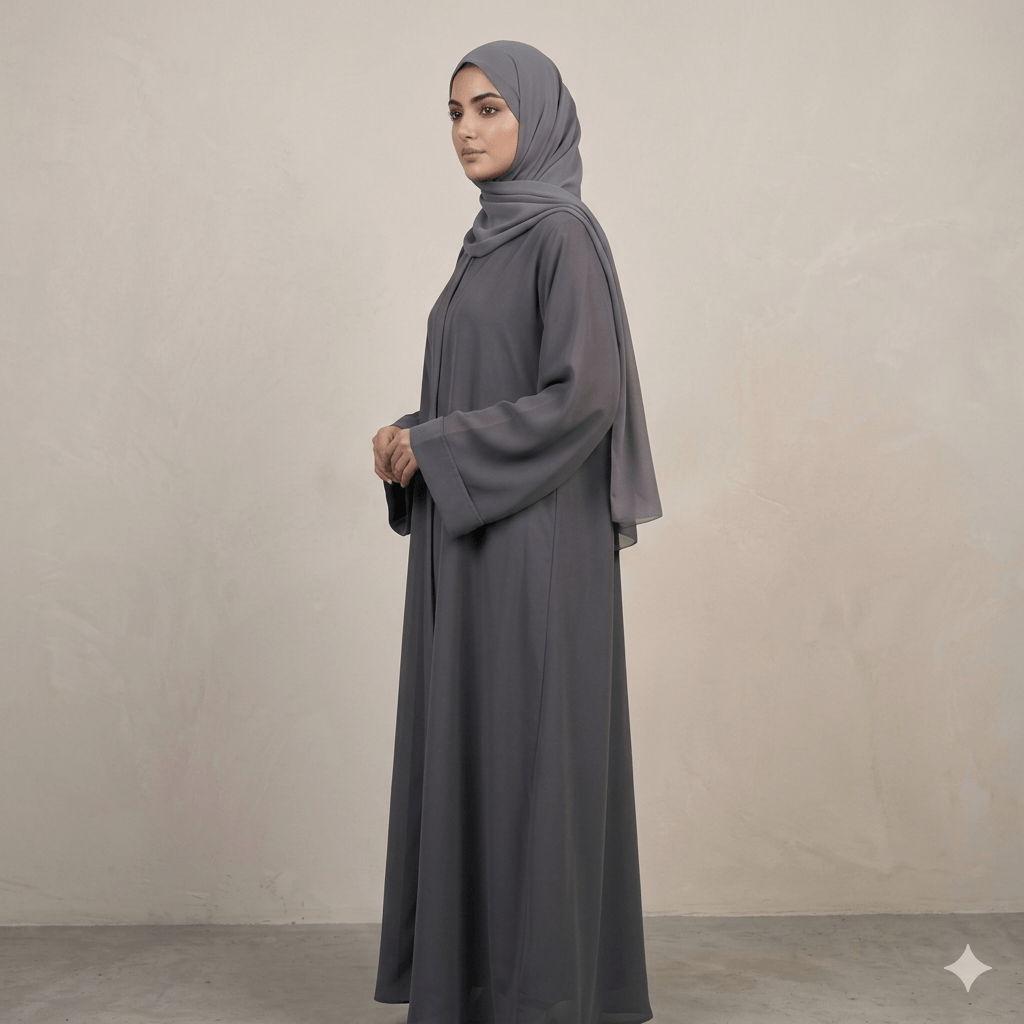 V-Pleat Panel Lightweight Abaya with Scarf – 2 Piece Set | Modest Fashion Canada