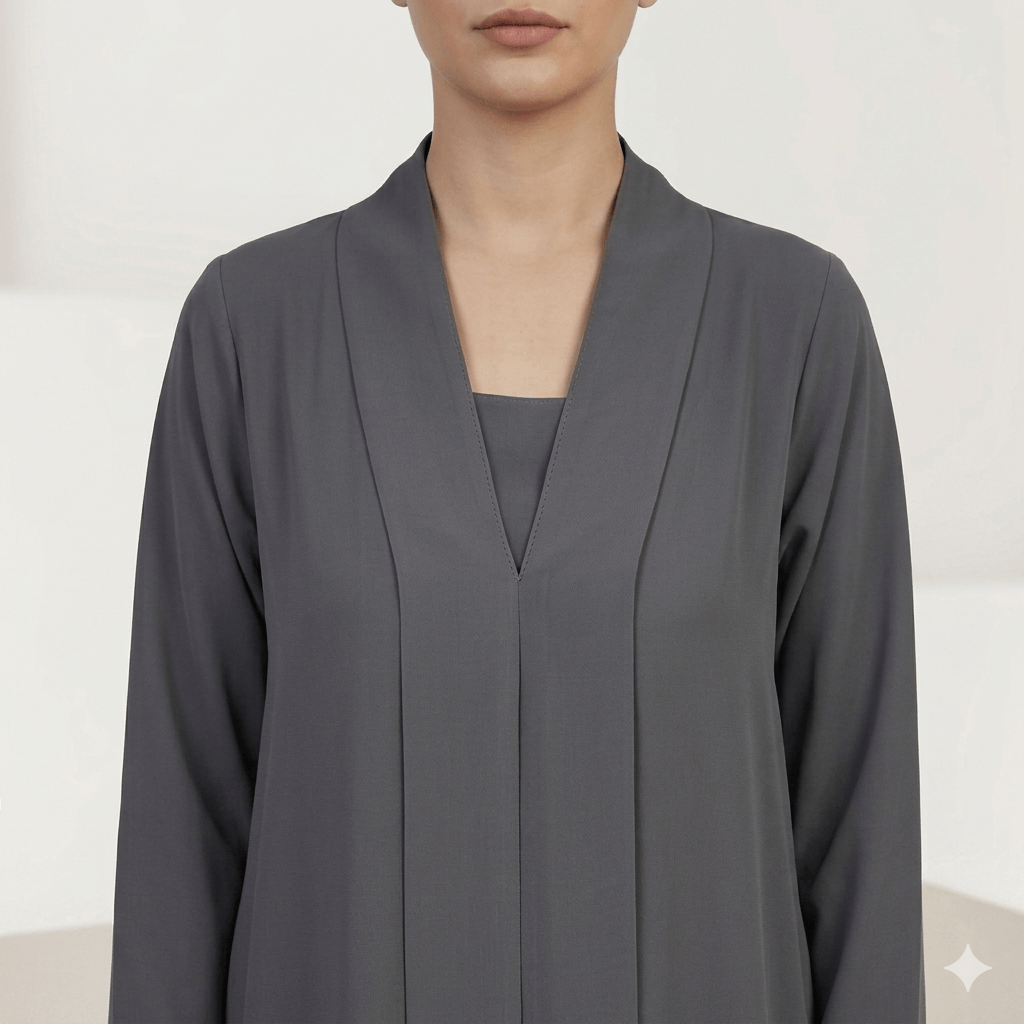 V-Pleat Panel Lightweight Abaya with Scarf – 2 Piece Set | Modest Fashion Canada