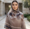 Taupe Floral Crosshatch Print Chiffon Scarf – Hijab