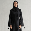 Diamond Embroidery Crinkle Nida Abaya with Scarf – 2 Piece Set