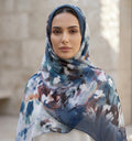 Ivory Watercolour Floral Chiffon Scarf – Hijab Canada