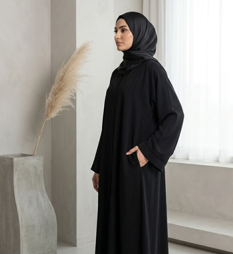 Classic Pocket Front Close Abaya – Everyday Essential Modest Fashion Canada