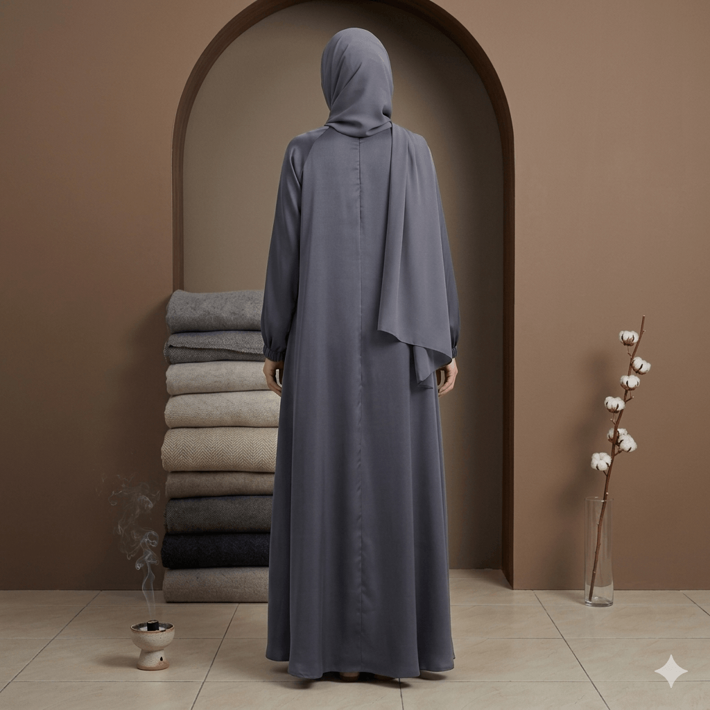 Wide Flare Grip Sleeve Abaya with Scarf – 2 Piece Set | Canada