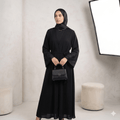Lace Trim Abaya with Inner & Scarf – 3 Piece Set