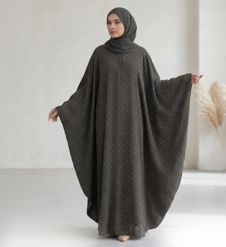 Gold Dot Print Batwing Kaftan – 2-Piece Luxury Modest Fashion Canada