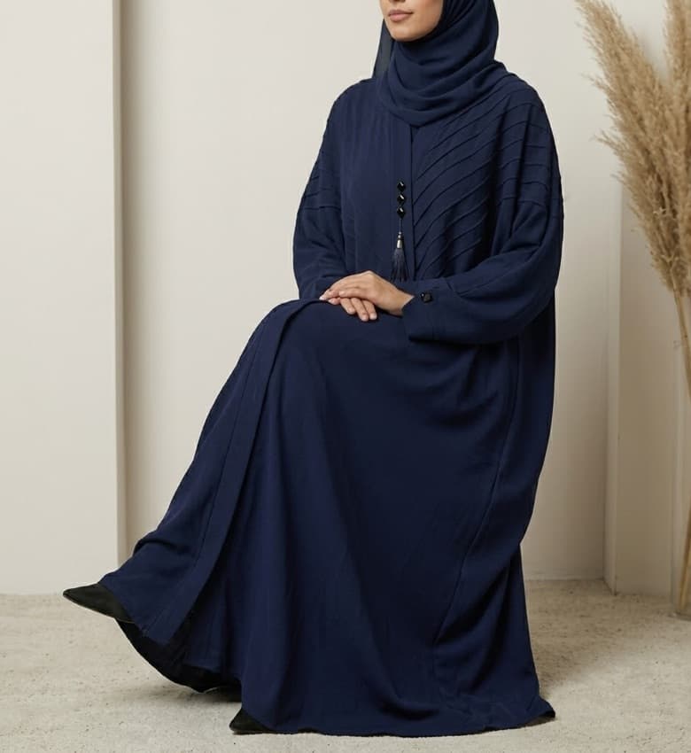 Pintuck & Stone Front Open Abaya – 2-Piece Luxury Party Wear Modest Fashion Canada