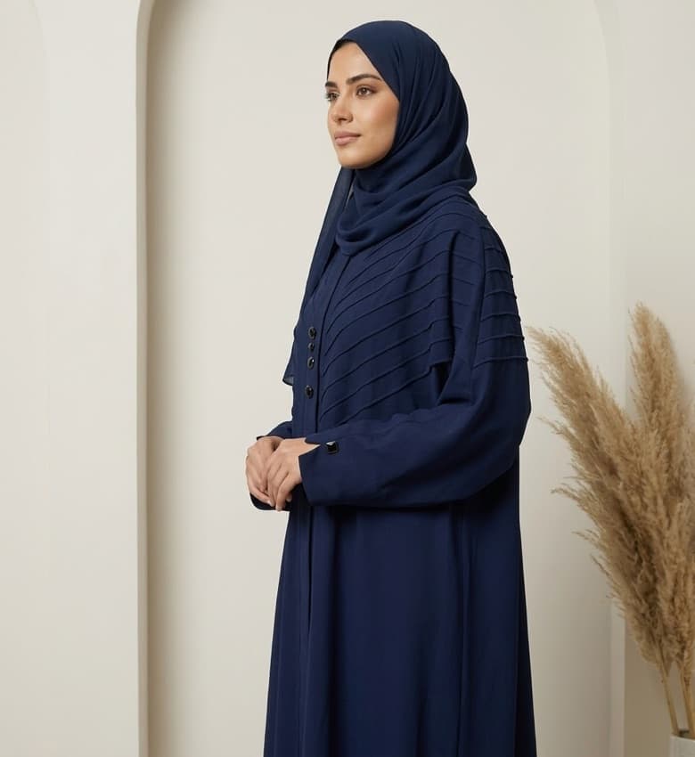 Pintuck & Stone Front Open Abaya – 2-Piece Luxury Party Wear Modest Fashion Canada