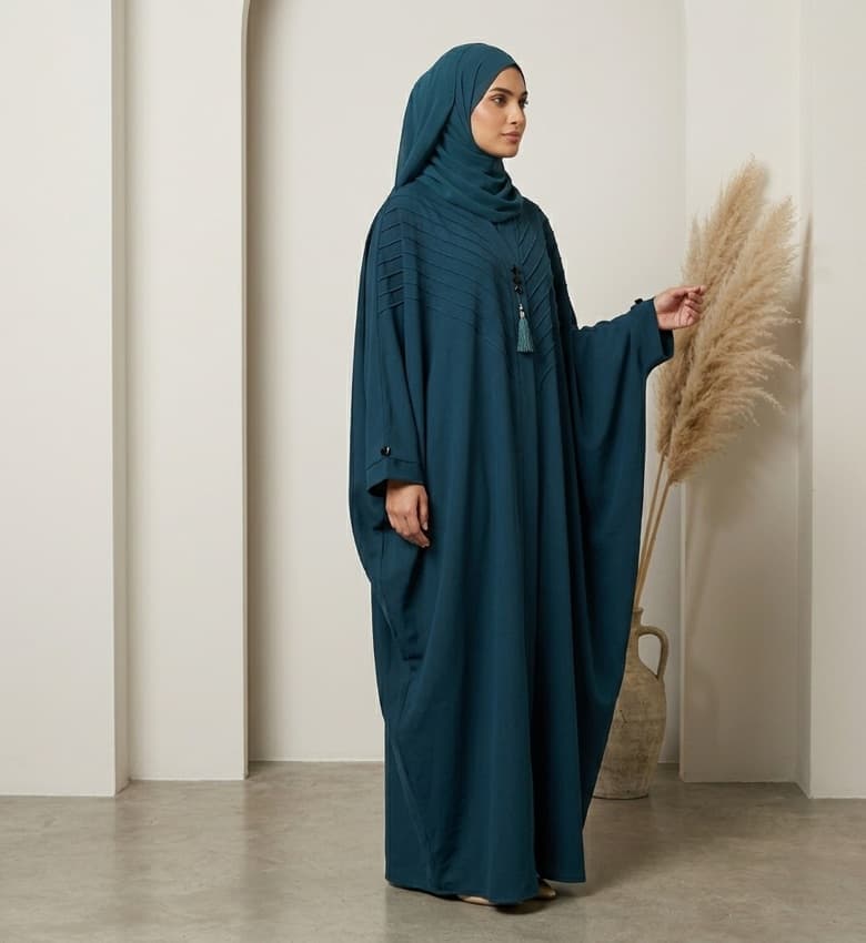 Pintuck & Stone Front Open Abaya – 2-Piece Luxury Party Wear Modest Fashion Canada