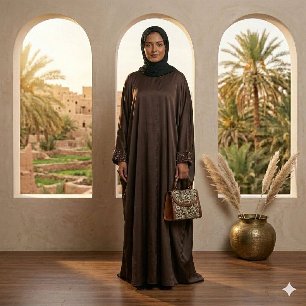 2PC Front Close Kaftan – Nida Fabric | Brown Kaftan North Abaya 