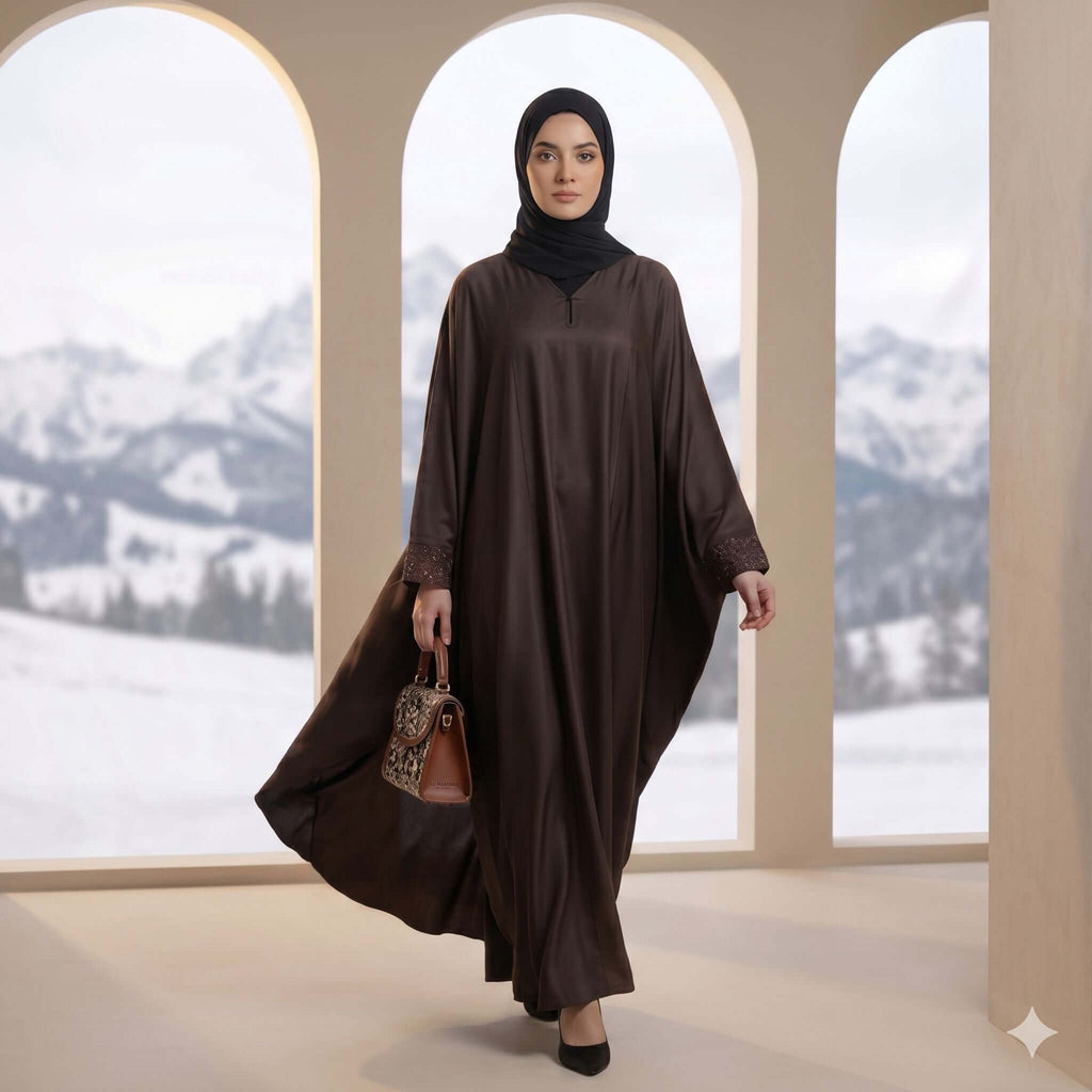 2PC Front Close Kaftan – Nida Fabric | Brown Kaftan North Abaya 
