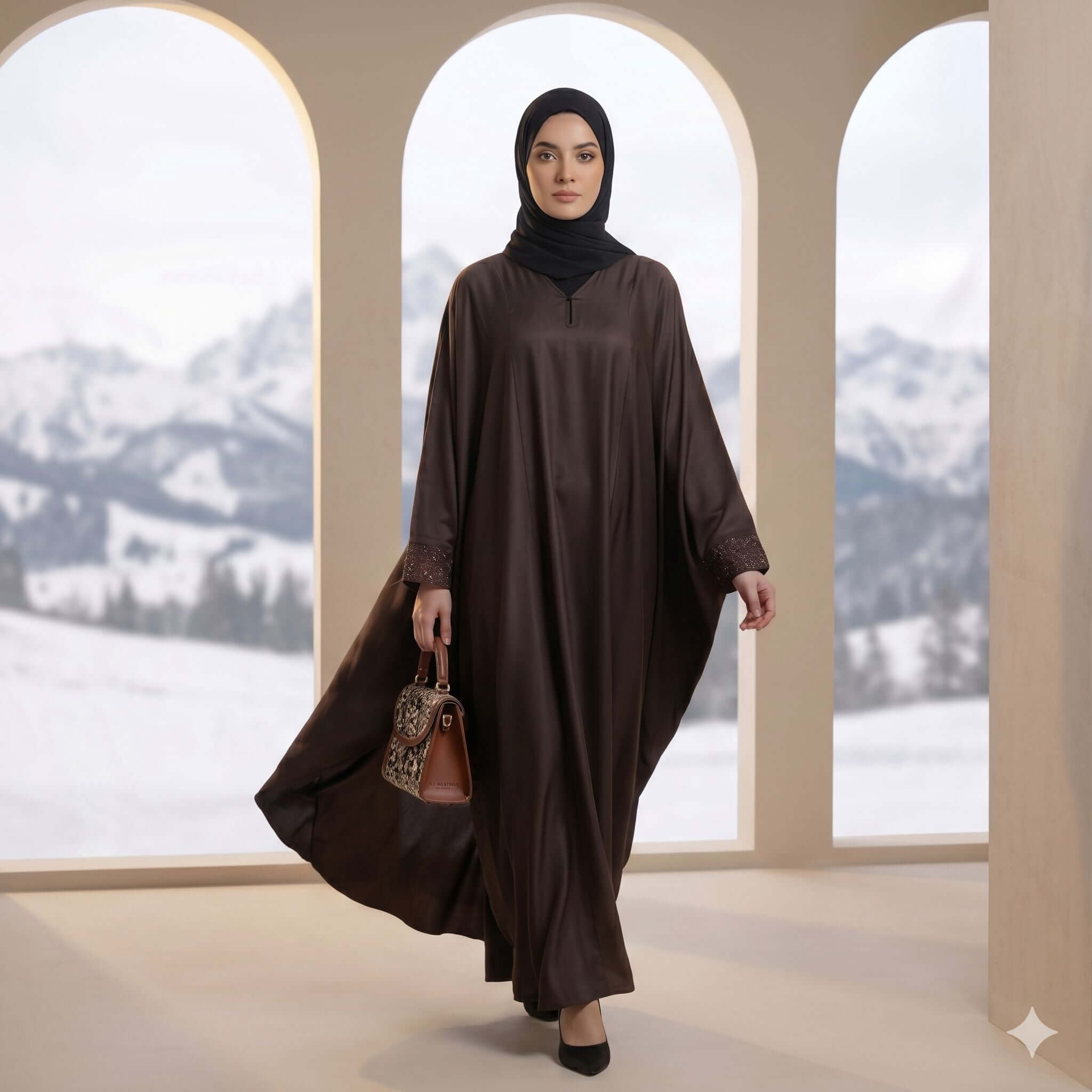 2PC Front Close Kaftan – Nida Fabric | Brown Kaftan North Abaya 