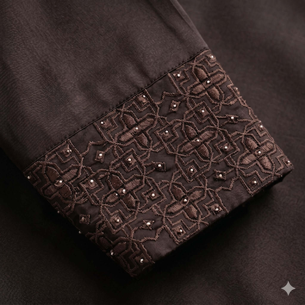 2PC Front Close Kaftan – Nida Fabric | Brown Kaftan North Abaya 