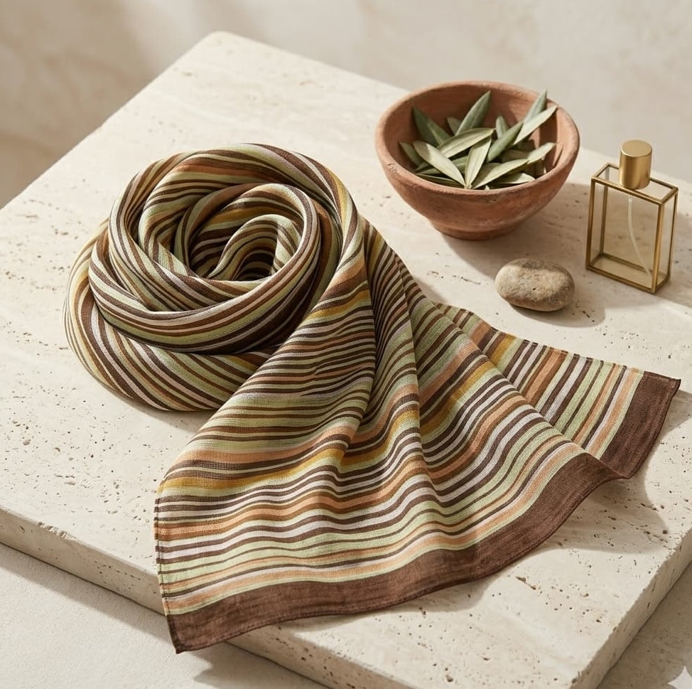 Camel Stripe Print Chiffon Scarf – Hijab Canada