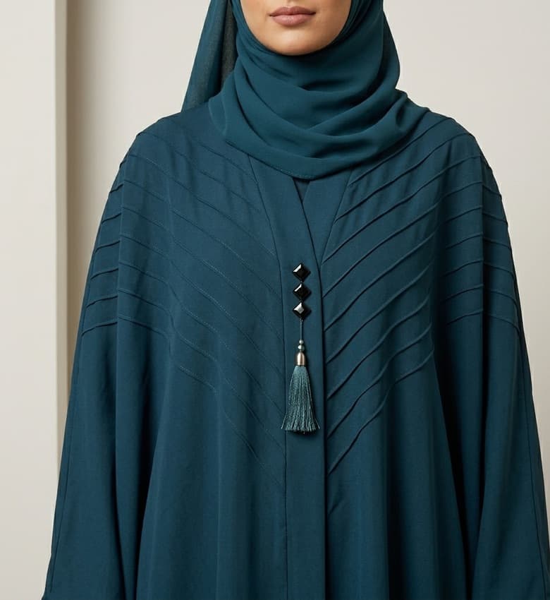 Pintuck & Stone Front Open Abaya – 2-Piece Luxury Party Wear Modest Fashion Canada
