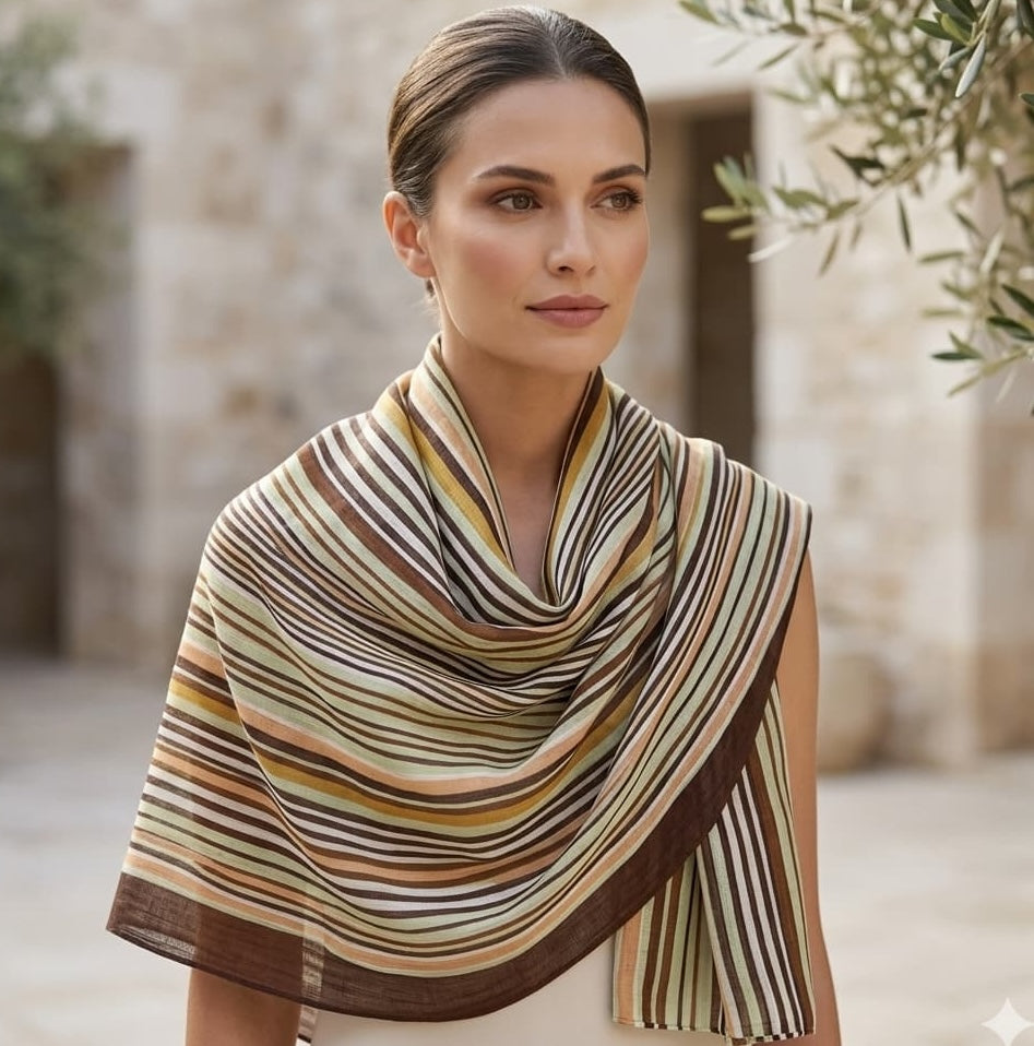 Camel Stripe Print Chiffon Scarf – Hijab Canada