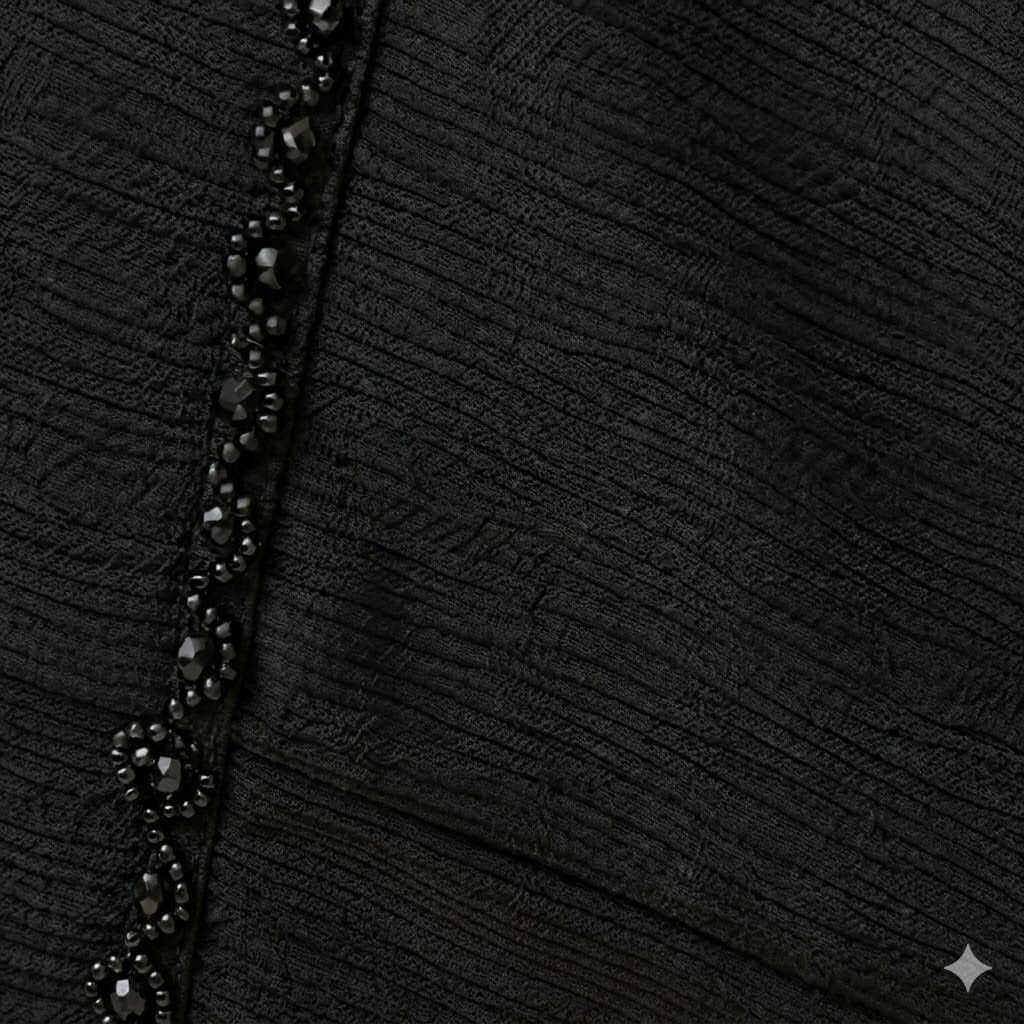 Hand-Stitched Stone Work Front Open Abaya – Nida Fabric
