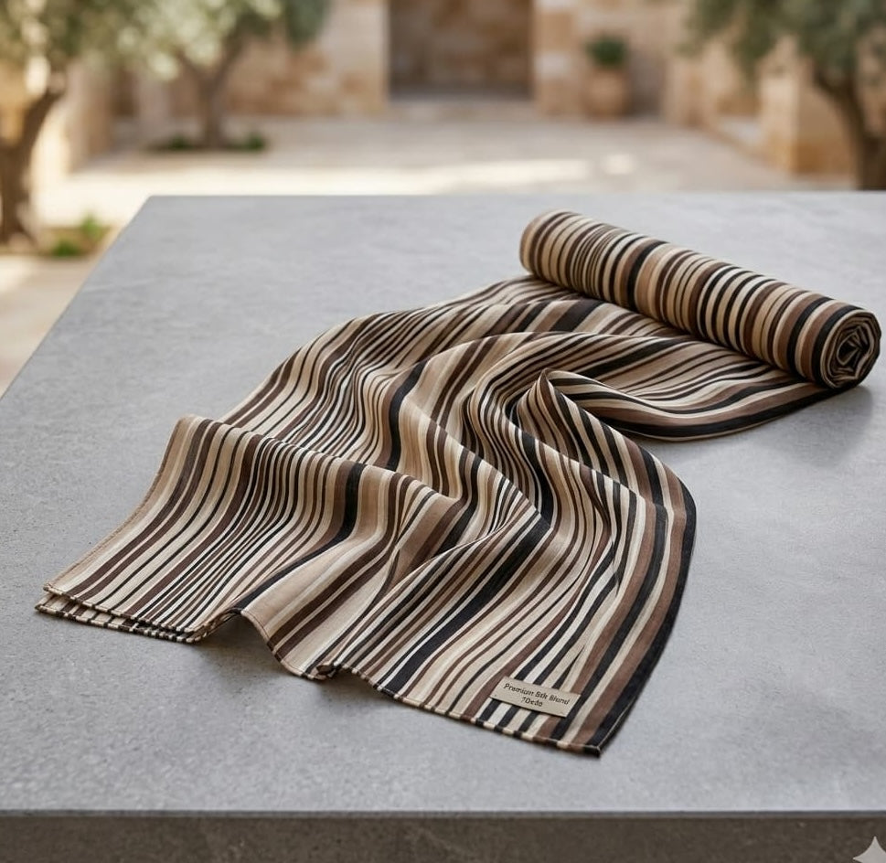 Camel Stripe Print Chiffon Scarf – Hijab Canada
