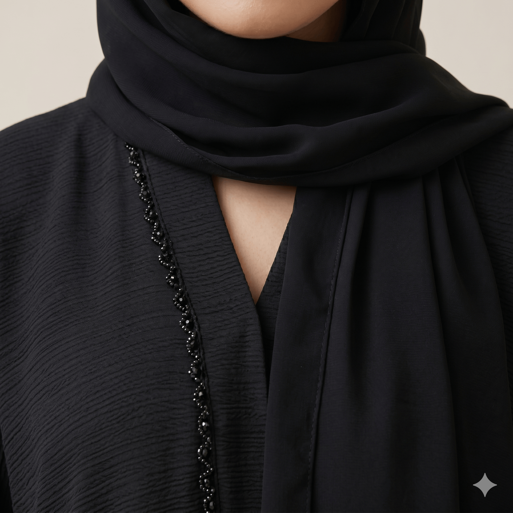 Hand-Stitched Stone Work Front Open Abaya – Nida Fabric
