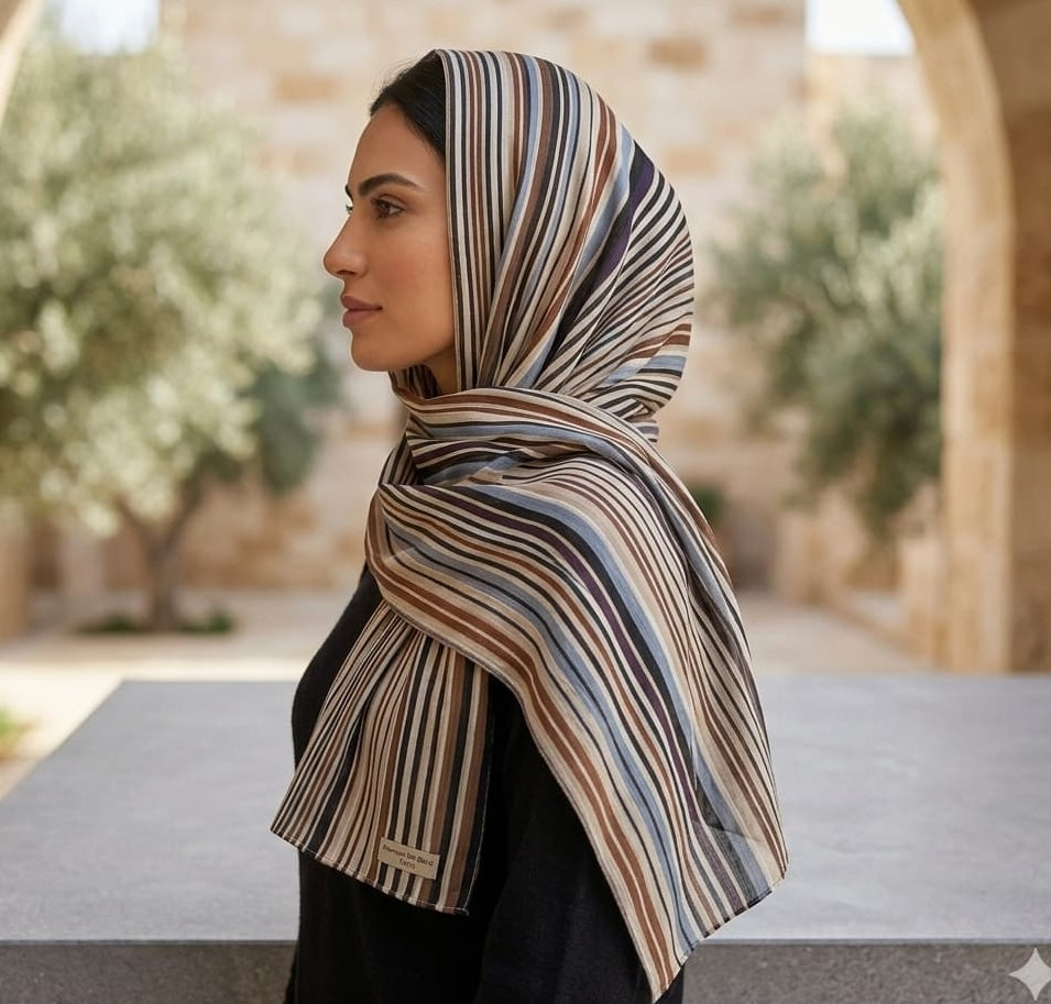 Camel Stripe Print Chiffon Scarf – Hijab Canada