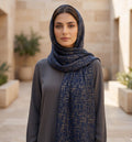 Navy Gold Crosshatch Print Chiffon Scarf – Hijab Canada